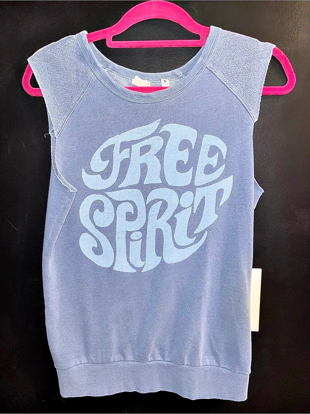 Junk Food Free Spirit Sleeveless Sweatshirt Graphic Muscle Tee Blue Small
